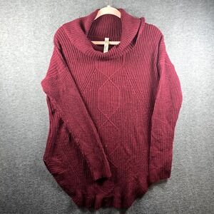 Pina Rossi Women S Burgundy Maternity Pullover Sweater Thick Crochet Cowl Neck